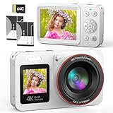Digitalkamera 4K 64MP FHD Fotokamera für Kinder Fotoapparat 18X Digitalzoom Fotokamera...