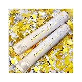 PrimePure Konfettikanonen - Poppers mit Goldenen Sternen - 2er Pack - Konfetti Kanone Perfekt für...