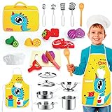 Esriptoyz Kinderküche Zubehör, Küchenspielzeug Zubehör Holz Spielzeug-Lebensmittel Spielküche...