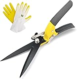 Jardineer Comfort Grasschere, Teflon Rasenschere 360° drehbarer Schneidekopf, 31cm...