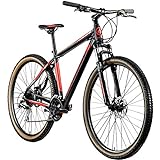 Galano MTB Hardtail 29 Zoll Fahrrad Heat Mountainbike 24 Gänge Mountain Bike (schwarz/rot, 48 cm)