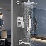 Duscharmatur aus gebürstetem Nickel, Bad-Duschset, Wasserhahn, Einhebelmischer, 3-Wege-Mischventil,...