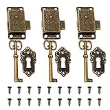 Tingz 3 Stücke Schranktürschloss Antiken Schrank Schloss Möbelschloss mit Schlüssel und...