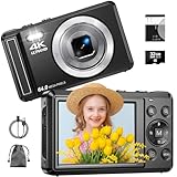 4K Digitalkamera mit 32 GB TF-Karte 64 MP Autofokus Fotoapparat mit 16X Digitalzoom Tragbar...