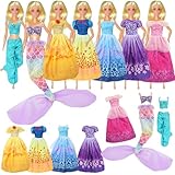 7 Sets Kleidung Kompatibel mit Barbie 11.5inch Puppen Verschiedene Prinzessinnen Kostüme Kleider,...