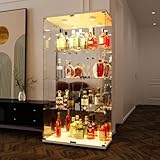 EIFSON Spiegelglasvitrine, Glasvitrine Standvitrine mit 2 Türen und 4-stufige, Vitrinenschrank mit...