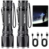 GEARLITE Taschenlampe Led Aufladbar 2Pack, Superhelle Zoombare 3000 Lumen Mini Torch mit 3 Lichtmodi...