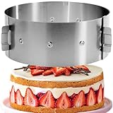 Menz Tortenring verstellbar - Edelstahl Kuchenring, Tortenring 10 cm hoch, Backring verstellbar Ø...