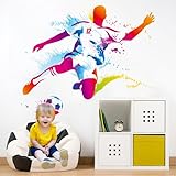 ?ZenyTra 2er Set Fußball Aquarell Wandtattoo 40x50 cm | Wasserfarben Wandaufkleber für...