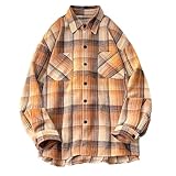 Trachtenhemd Herren Kariertes Flanellhemd Langarm Arbeitshemd Regular Fit Karohemd Stretch...
