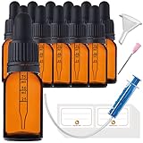 HandsUnity 10ml-12Stk Pipettenflasche kleine Glasflasche - Apothekerglas set aus Bernsteinglas mit...