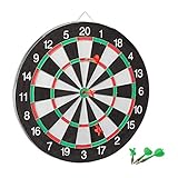 Relaxdays Dartscheibe Board X1 mit Pfeilen, 43 cm, 6 x Pfeile, zweiseitig, Steeldarts, Dartboard...