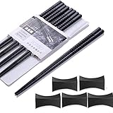 Haosell EssStäbchen 5 Paar + 5 pcs Essstäbchenbblagen Japanische Chopsticks Schwarz chinesische...