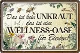 LUCKYLINDE - Wetterfestes Blechschild, Gartenschild – Hinweis: Kein Unkraut, Wellness Oase für...