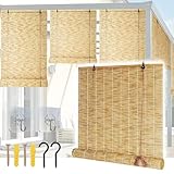LXSDGVZD Outdoor Wetterfest Bambusrollo Natur Bambus-Rollo, Bambusrollo Sichtschutz Aussen Mit...