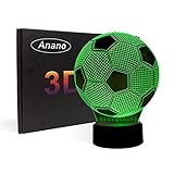 3D Illusion Fußball Lichter Lampe, Fußball LED Tisch Schreibtisch Dekor 7 Farben Touch Control USB...