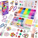 10000+ Loom Bänder Set, 2 Schicht Bunte Gummibänder Kit für Armbänder, DIY Elastisches...