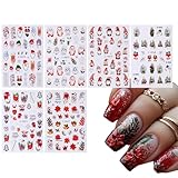 6 Blätter Nagelsticker Weihnachten Nail Arts Sticker, Nail Arts Sticker Selbstklebend...