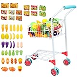 deAO 47 PCS Kinder Einkaufswagen Metall mit Essen Früchte Spielen,Kleiner Supermarktwagen Spielset...