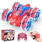 Qryselen Ferngesteuertes Auto, 2,4 GHz, RC-Autos mit LED-Leuchten, doppelseitiges...