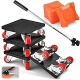 4-Teiliges Möbel Transportrollen Set, Möbelrollen mit Verlängerungsstange und Lastenheber, 400kg...