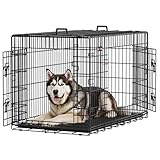 Feandrea Hundekäfig, klappbar, mit 2 Türen, ausziehbare Kunststoffschale, 122 x 74,5 x 80,5 cm,...