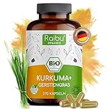 Raibu Kurkuma Gerstengras Kapseln Bio (270 x 700 mg) Vegan - Gerstengras Curcuma Kapseln im...