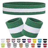 FACATH Gestreiftes Schweißband-Set Sport-Stirnband-Armband-Set Frottee-Armband...