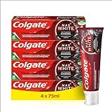 Colgate Zahnpasta Max White Charcoal 4x75ml - Zahncreme mit Aktivkohle, entfernt bis zu 100% der...