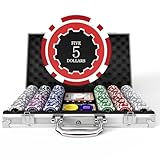 HEITOK Pokerchips-Set mit Wertigkeiten, 300 Stück 11,5g professionelle nummerierte Chips mit...