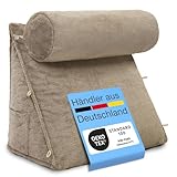 ELONEO Rückenkissen mit Abnehmbarer Nackenrolle und Seitentasche,Keilkissen, Rückenstützkissen,...