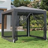 Myheimly Partyzelt mit 4 Mesh-Seitenwänden Anthrazit 2,5x2,5 m HDPE Gartenzelt Festzelt Pavillon...