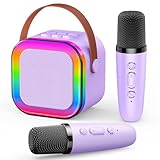 Dislocati Geschenk Mädchen 3-12 Jahre, Karaoke Maschine Kinder mit 2 Karaoke Mikrofon Bluetooth,...