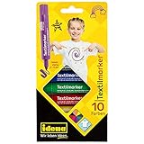 Idena 60035 - Textilmarker für helle Stoffe, 10 Textilstifte in leuchtenden Farben, Ideal für...