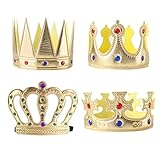 MIVAIUN 4 Stück König Krone King Hat König Königin Kronen Kopfbedeckung zum Kindergeburtstag...