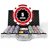 HEITOK Pokerchips mit Wertangaben, 300-teiliges Set mit 11,5 g schweren Casinochips, nummeriert,...