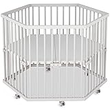 Sämann Laufstall Baby 6-eckig | Hexagon | stufenlos höhenverstellbar | Laufgitter Premium |...