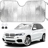 Sonnenschutz Auto Frontscheibe Innen(140cm x 70cm), Mit 2 Saugnäpfen, Faltbar Windschutzscheibe...