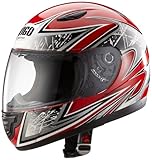 Protectwear SA03-RT-XS Kinder Motorradhelm, Integralhelm, Größe XS (Youth L), Rot/Silber