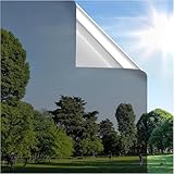 rabbitgoo Spiegelfolie Fenster Sichtschutz, Einseitig Fensterfolie Blickdicht von außen ohne Kleber...