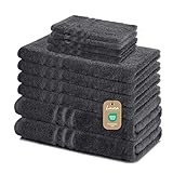 Lavea® 10-teiliges Handtuchset Elena aus 100% Baumwolle - Anthrazit, 4 x Handtuch, 2 x Duschtuch, 2...