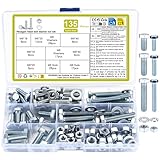 135 STK M6 M8 Sechskantschrauben Muttern Set, Metrisch Sechskant Gewindeschrauben mit Muttern Set...
