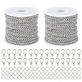 isac Ketten 2 STK 5m Basteln Gliederkette 2.4mm Kette DIY Jewellery Chain Link Chain Silber mit 30...