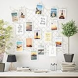 ecooe Mini Foto hängende Wanddekoration Collage DIY Bilderrahmen Fischernetz mit 40 Holzklammern...