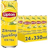 LIPTON ICE TEA Sparkling Lemon, Eistee mit Kohlensäure und Zitronen Geschmack, EINWEG Dose (24 x...