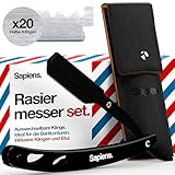 Sapiens Barbershop Rasiermesser Herren - Bart Rasierer + 20 Derby Halbe Rasierklingen + Tragetasche...