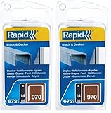 Rapid Tackerklammern Typ 970, 14mm Klammern, 672 Stk., mit Sägeanschnitt, Flachdrahtklammern für...