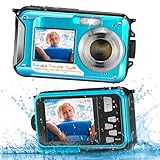 SenDeluz Unterwasserkamera, Digitalkamera HD 2.7K 48MP 10FT Kamera Wasserdicht Dual Screen...