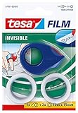 tesafilm invisible, 2 Rollen + Mini Abroller, rot-blau, Blister