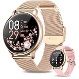RUXINGX Smartwatch Damen mit Telefonfunktion 1.32' HD Voll Touch Screen, Armbanduhr mit SpO2 Pulsuhr...